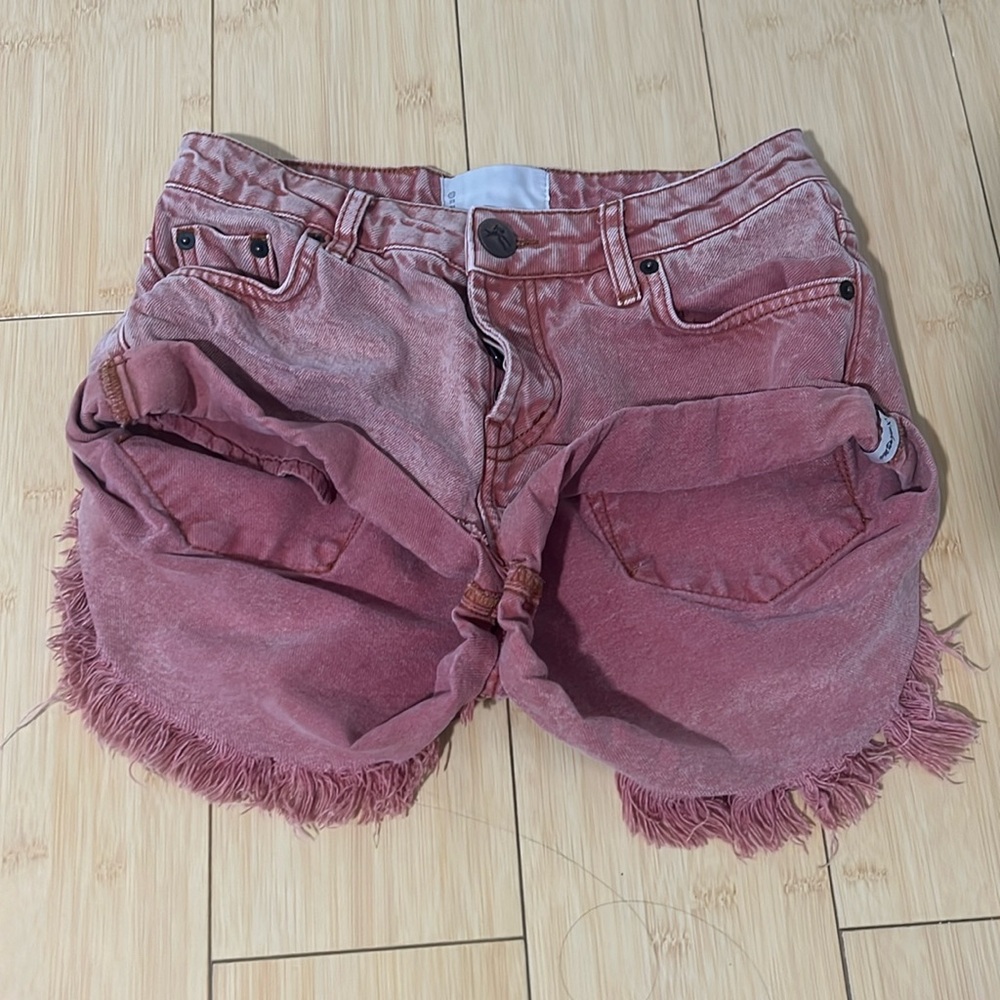 One Teaspoon Shorts; Woman’s size 22; jean shorts; light red/pinkish color